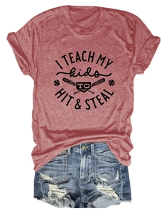 Flat lay of women's red crew neck T-shirt and distressed denim shorts summer outfit