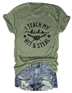 Flat lay detail of cotton t-shirt with baseball slogan and distressed denim shorts