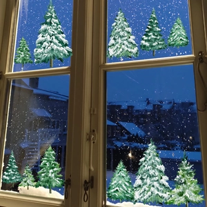 Christmas pine tree and snowflake window static cling stickers for holiday home decoration