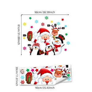 Stickers muraux de Noël avec Père Noël et renne pour décoration de fenêtre de chambre d'enfant