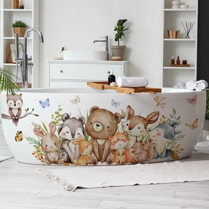 Selbstklebende Waldtier Wandsticker an der Badewanne für die Baddekoration