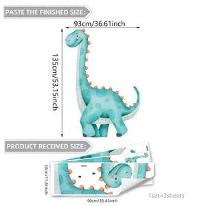 Stickers muraux dinosaures pour chambre d'enfant aux tons vert et orange
