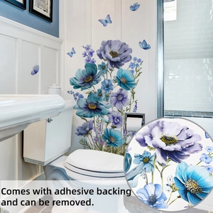 Détails des stickers muraux fleurs et papillons avec support adhésif imperméable au mur