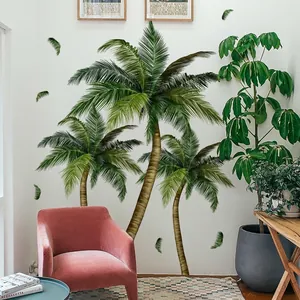 Adesivi murali realistici con palme di cocco per decorare soggiorno e camera