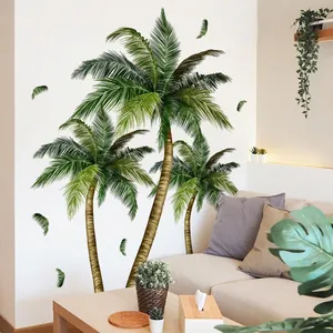 Adesivi murali con palme verdi dipinte a mano per decorazione in salotto moderno