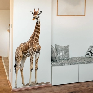 Adesivo murale giraffa realistico per soggiorno camera, decorazione murale autoadesiva