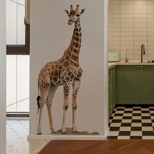 Adesivo murale giraffa realistico per decorazione soggiorno e camera da letto moderna