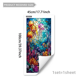 Película estática decorativa para ventanas de medusas y arrecifes de coral 45x100cm