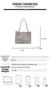 Detailed size chart of grey tote bag showing dimensions for laptop and A4 compatibility