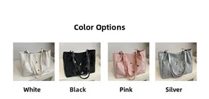 Multi-color collection of tote bags with butterfly accents in white black pink and silver