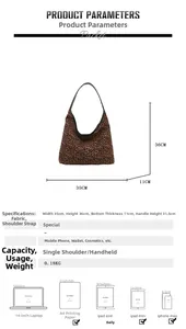 Leopard print canvas tote bag dimensions 35x36x11cm with scale comparison to laptop
