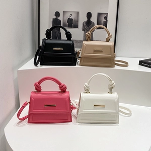 Street style minimalist trapezoid handbag in black, beige, pink, and white color options