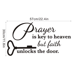 Inspirational quotes wall decal with heart key design, size 57x30cm for home decor