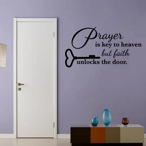 Inspirational vinyl wall decal with heart key design for bedroom or living room decor