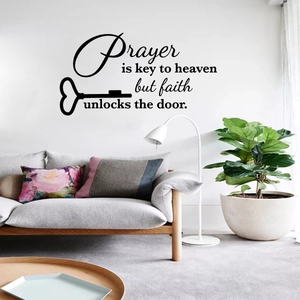 Inspirational English wall sticker with prayer quote and key design for home living room