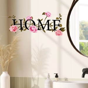 Home Floral Wall Stickers Pink Flower Green Vine Removable PVC Wall Art Decal For Living Room Bedroom Bathroom Mural Decor