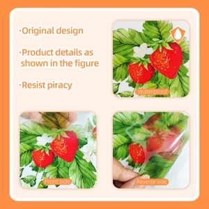 Waterproof strawberry floral wall sticker with double-sided visual effect for home decor