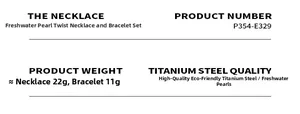Specifications for the gold plated titanium steel pearl necklace and bracelet set