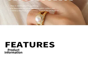 Detail view of a vintage gold-plated ring with large white pearl and twisted rope band