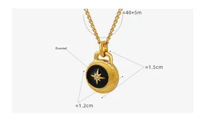 Detail of 18K gold starburst pendant with black enamel and zircon, 40+5cm chain size