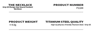 Detailed specifications chart for the star pendant necklace made of durable titanium steel