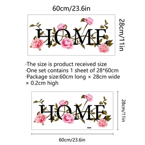Floral Home wall sticker with pink flowers and 60x28cm size dimension details