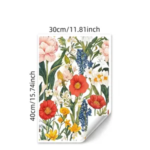 Floral electrostatic window stickers featuring pink peony and poppy for home decoration