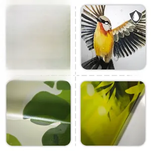 Waterproof wall sticker detail showing watercolor bird and monstera leaf patterns