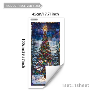 Detail of Christmas tree static window cling with dimensions 45x100cm for festive decor
