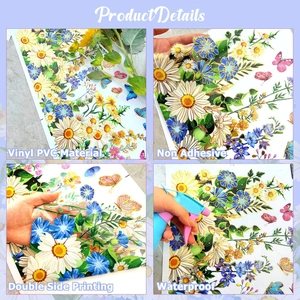 Double-sided floral daisy vinyl stickers with waterproof and static cling features