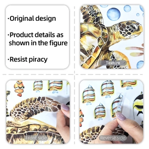 Detailed view of sea turtle and tropical fish stickers with double-sided visual effect