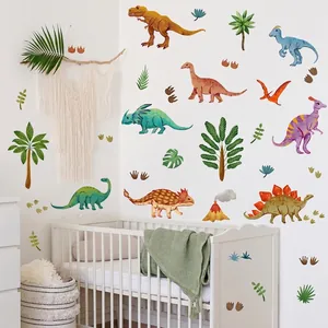 Stickers muraux dinosaures et volcans tropicaux pour chambre d'enfant et décoration