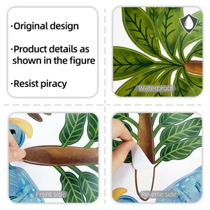 Sticker mural étanche en PVC avec feuilles tropicales et perroquet au design original