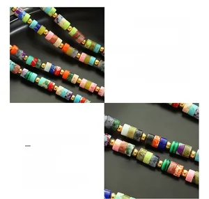 Macro shot of colorful natural stone beads with 18K gold plated titanium spacers