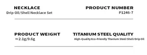 Detailed specs for French retro titanium steel shell necklace set weighing 2.1g to 9.6g
