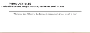 Spécifications de taille pour collier en perles d'eau douce, longueur 35+5cm et largeur 0,3cm