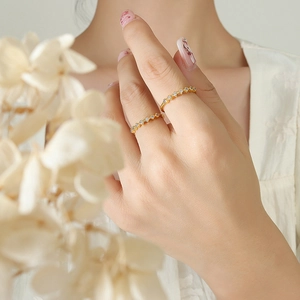 Minimalist Rhombic Geometric Ring Brass With Cubic Zirconia Adjustable Open Design Fashion Jewelry For Women