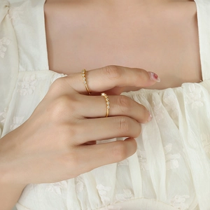 Elegant gold plated copper open rings set with seven sparkling white zircons for women