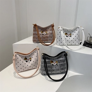 Sacs seaux minimalistes avec broderie de chiot aux motifs à carreaux et à pois