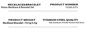 Detailed specifications of the titanium steel and rhinestone necklace and bracelet set