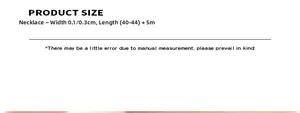 Detailed size chart for double-layered titanium steel necklace with length and width info