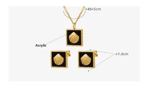 Détails de l'ensemble collier et boucles d'oreilles avec relief de coquillage doré