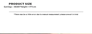 Detailed size chart showing earring dimensions of 4x4cm with minimalist text display