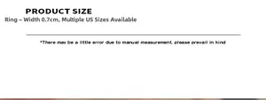 Size chart for Korean minimalist ring showing 0.7cm width and various US sizes