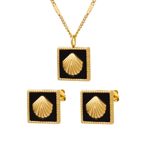 Parure de bijoux style français avec relief coquillage, collier et boucles d'oreilles