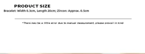 Size specifications for colorful gold-plated bracelet with 0.5cm zircon and 20cm length