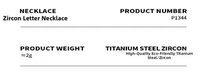 Detailed specifications of titanium steel letter zircon necklace with weight and material