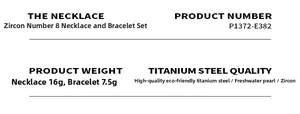 Specifications of titanium steel necklace and bracelet set with pearls and zircons