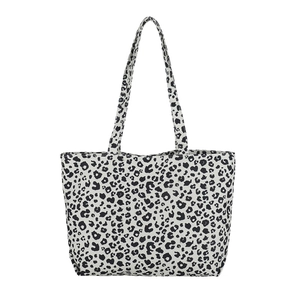 Modern leopard print canvas tote bag with shoulder strap for women casual daily commute