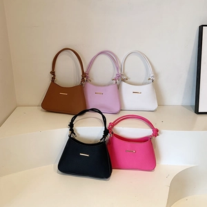 Retro minimalist underarm handbag for women with V-shaped embossing in five assorted colors